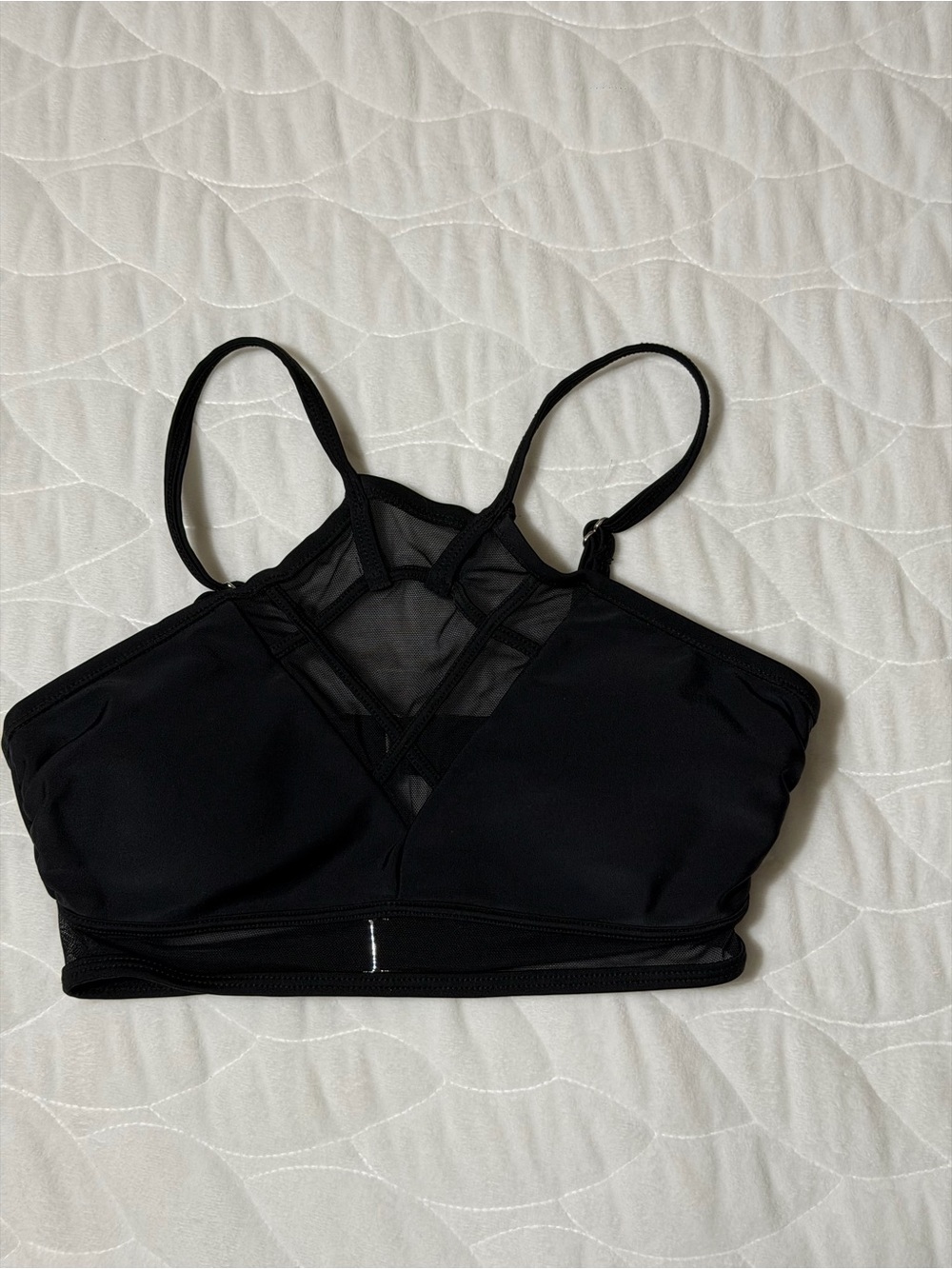 Xhilaration Black Strappy Mesh Swim Top size small